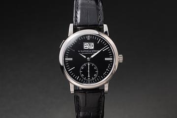 A. Lange & Sohne 18K WG Langematik Sax-0-Mat 308.027 Black Dial