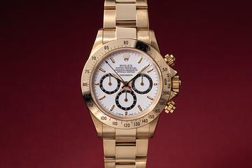 1988 Rolex 18K YG Daytona 16528 Drop Down Cosmograph Inverted 6 Porcelain Dial
