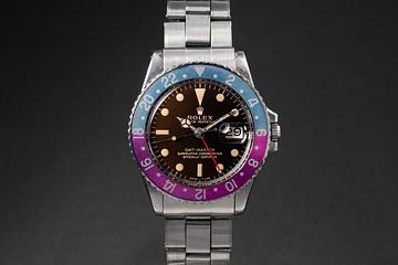 1965 Rolex GMT Master 1675 Tropical Gilt Dial and FuchsiaBezel 