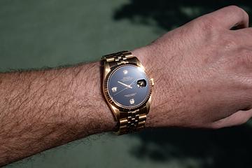 1990 Rolex 18K YG DateJust 16238 Onyx Dial 