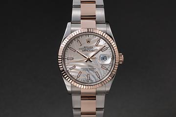 Rolex Two-Tone Rose Gold DateJust 126231 Silver Palm Dial