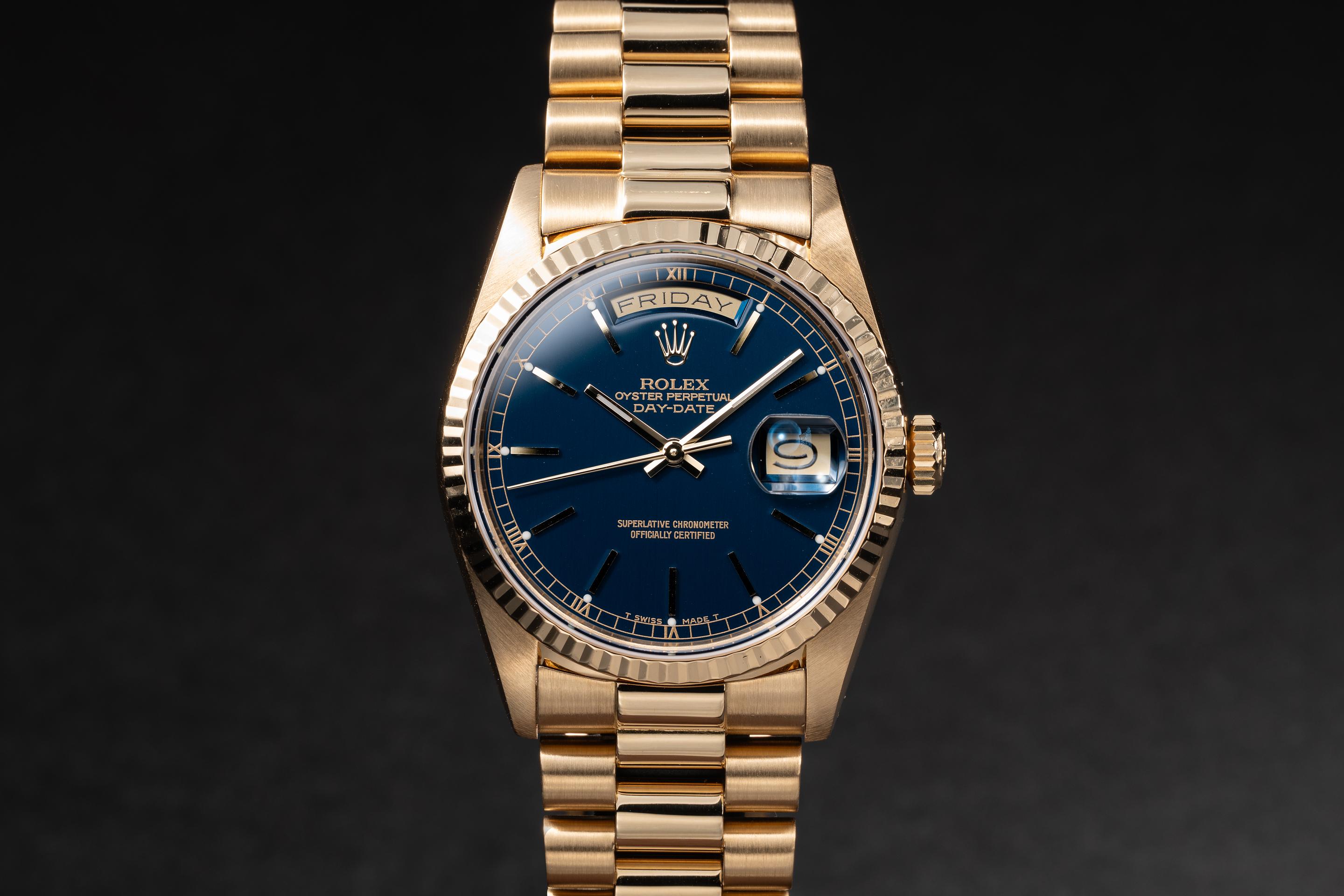 1989 Rolex Day-Date 18238 Blue Dial with RSC | Tropical Watch