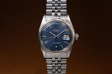 1975 Rolex DateJust 1601 Blue Sigma Tropical Dial with Papers