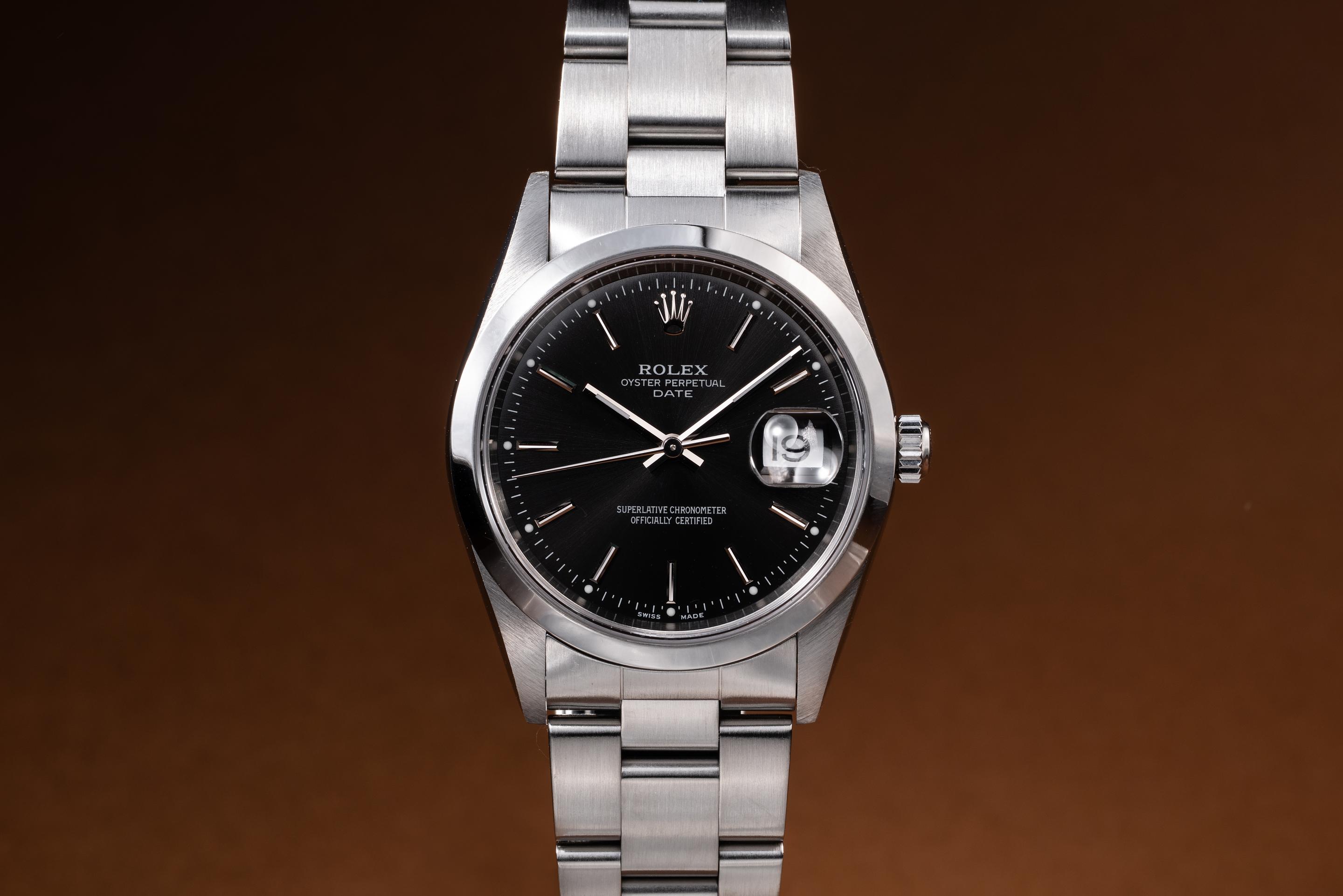 2000 Rolex Date 15200 Black Dial Tropical Watch