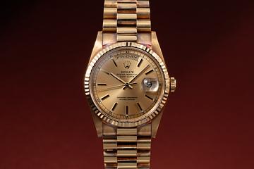 1990 Rolex 18K YG Day-Date 18238 Champagne Dial