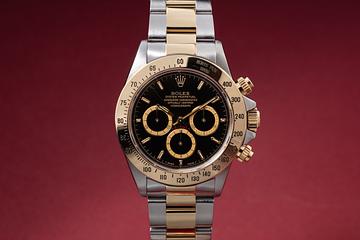 1995 Two-Tone Rolex Daytona 16523 Black Inverted 6 Dial with Papers