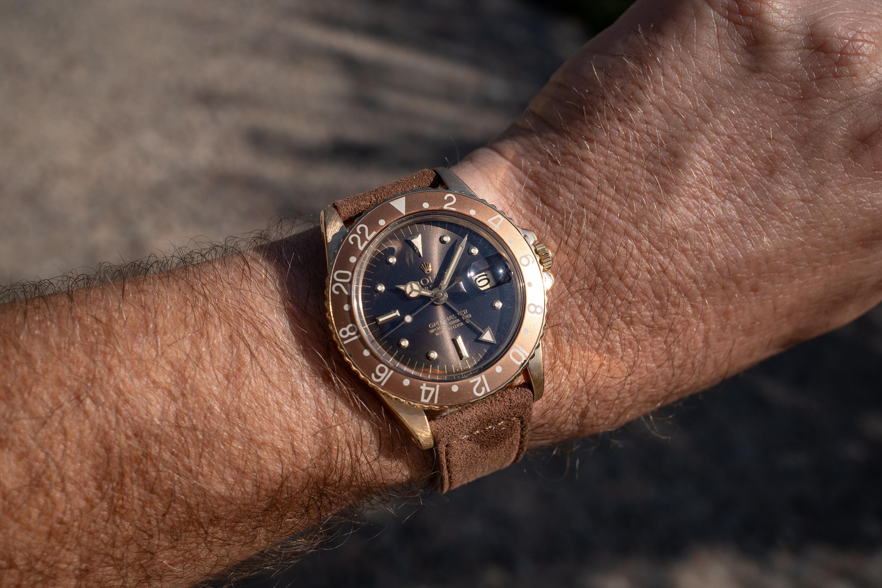 1971 Rolex 18K YG GMT-Master 1675 Lavender Nipple Dial | Tropical