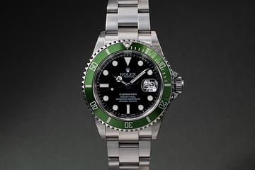 2004 Rolex Green Submariner 16610 with Mark 1 Dial and Flat 4 Insert with Box and Papers