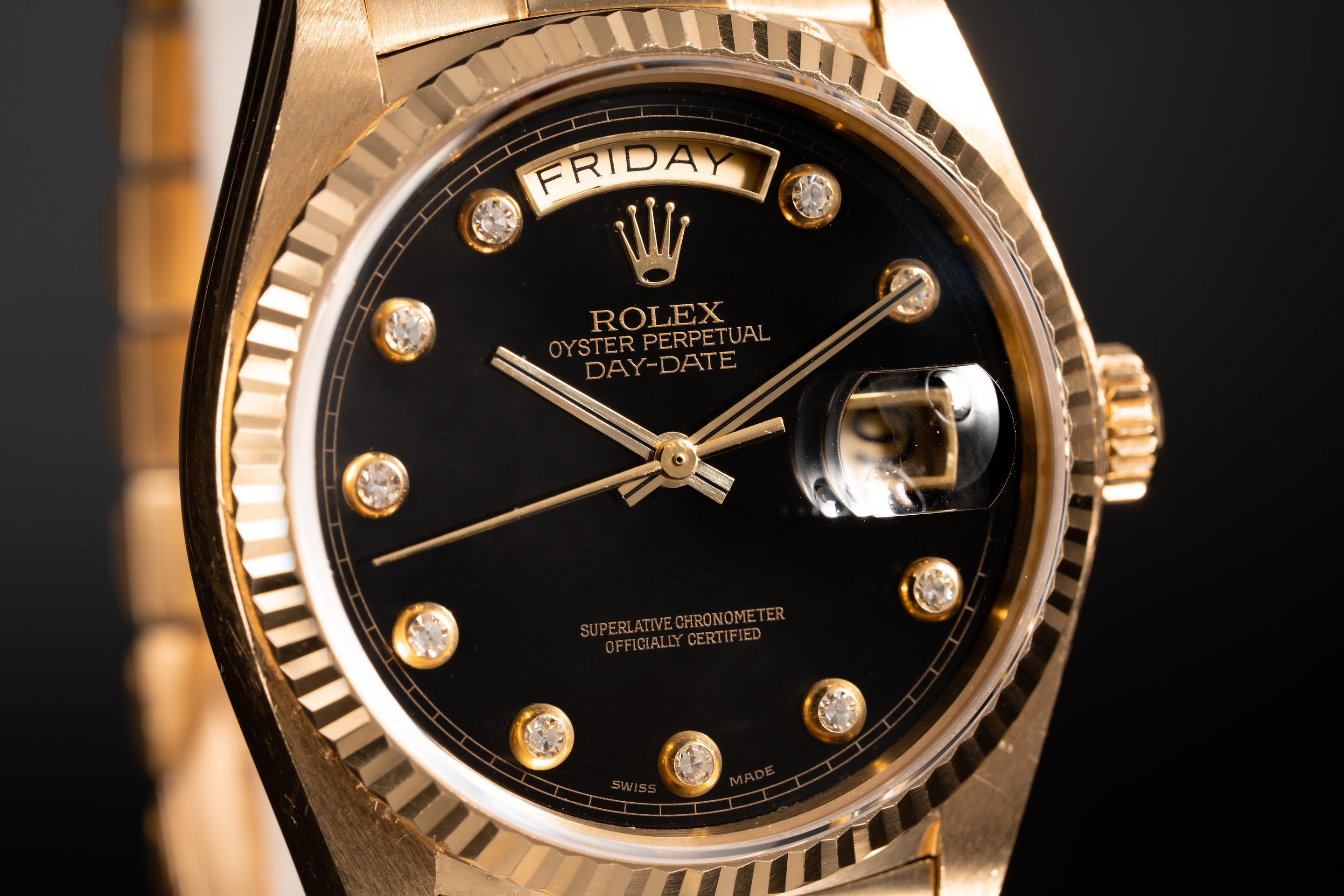 1978 Rolex 18K YG Day-Date 18038 Onyx Pinball Diamond Dial