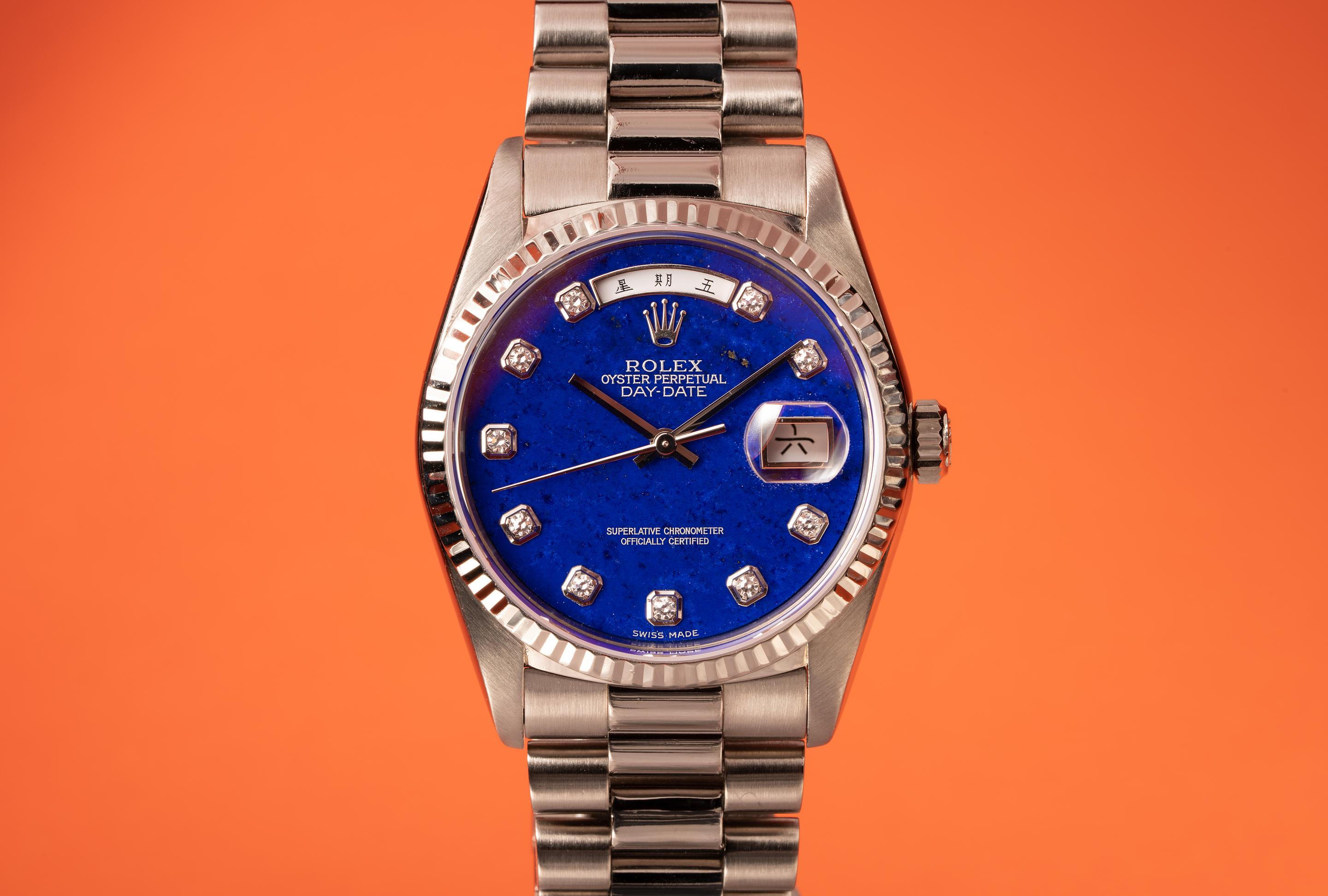 Diamond Bezel Day Date Lapis Lazuli Rolex Lapis Lazuli Diamond Day