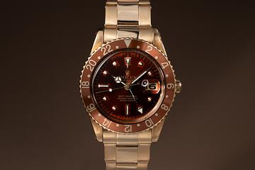 1965 Rolex 18K YG GMT-Master 1675 No Crown Guard with Tropical Dial