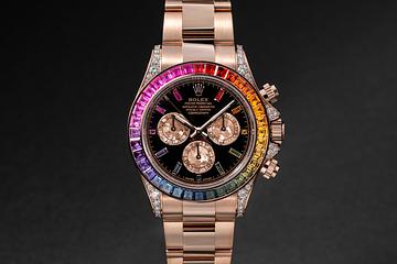 2020 Rolex 18K RG & Diamond Rainbow Daytona 116595RBOW Black Gem Stone Dial with Box and Papers