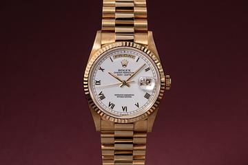 1993 Rolex Day-Date 18238 White Enamel Roman Dial