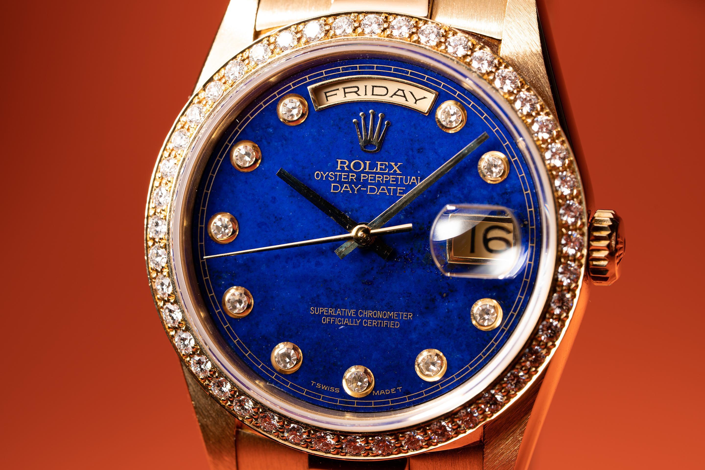 1990 Rolex Day-Date 18348 Lapis Pinball Dial | Tropical Watch