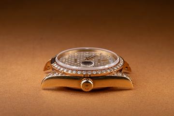 1986 Rolex 18K YG Day-Date 18138 Silver Diamond Dial | Tropical Watch