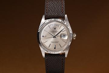 1963 Rolex 18K WG Day-Date 1803 Silver No-lume Dial