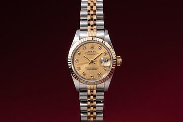 1989 Rolex Ladies Two-Tone DateJust 69173 Champagne Diamond Dial