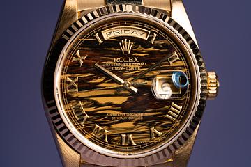 1990 Rolex 18k Yellow Gold Day-Date 18238 Obsidian Stone Dial