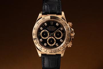 1997 Rolex 18K YG Daytona 16518 Black Diamond Dial