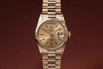 1989 Rolex 18K YG Day-Date 18238 Champagne Dial