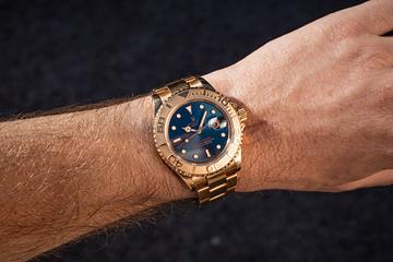 1995 Rolex 18K YG MK 1 Yacht-Master 16628 Blue Dial 