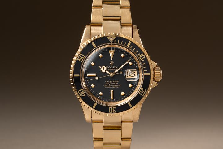 1973 Rolex 18K YG Submariner 1680 Matte Black Nipple Dial