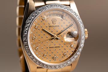 1984 Rolex 18K YG Day-Date 18048 Champagne Diamond Dial with