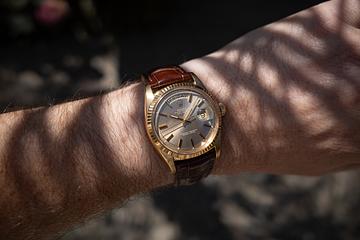 1971 Rolex 18K YG Day-Date 1803 Grey Rose Dial 