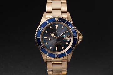 1986 Rolex 18K YG Submariner 16808 Tropical Blue Dial