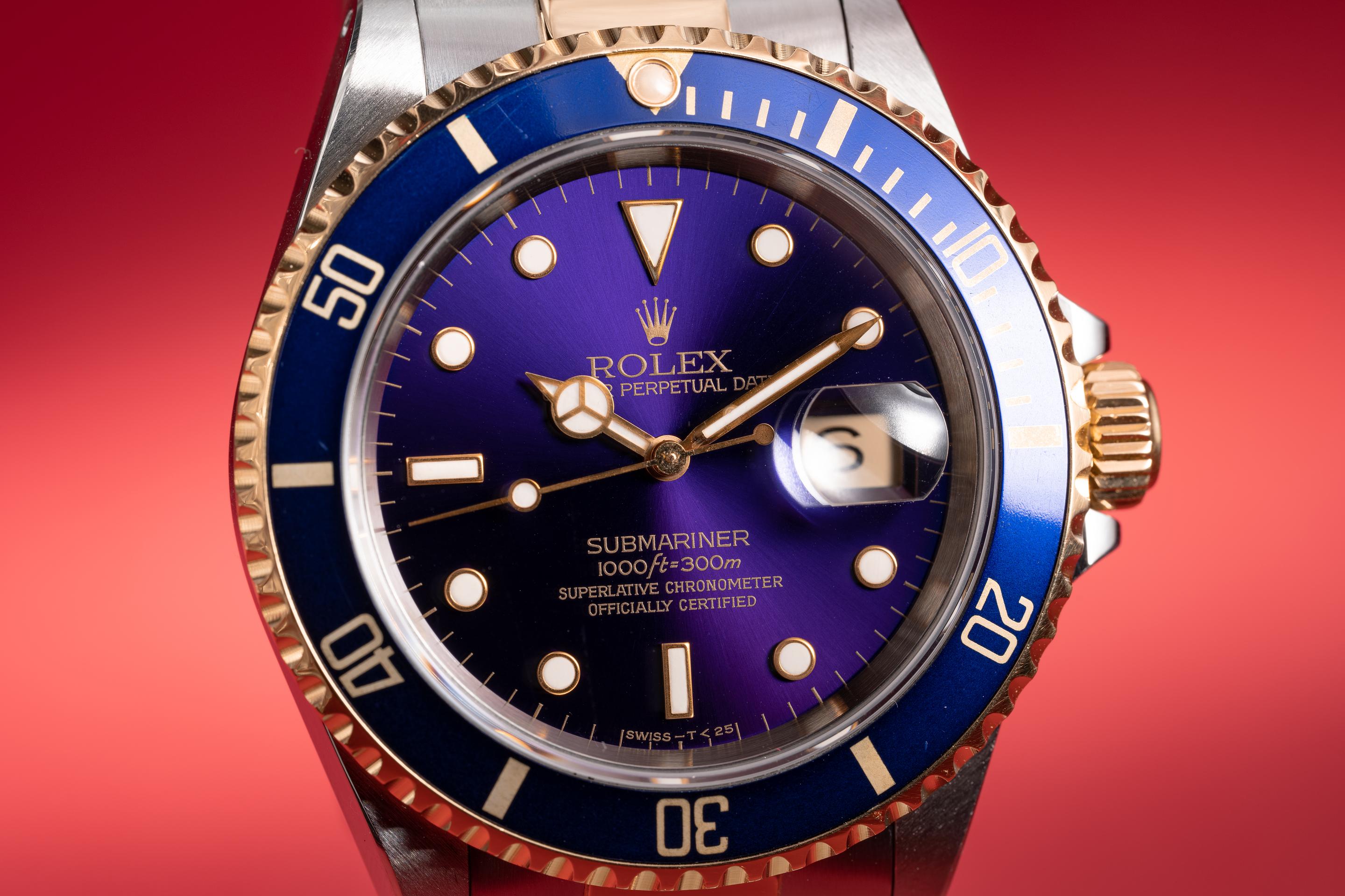 1991 Rolex Two-Tone Submariner 16613 with Purple Fade Dial