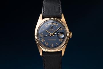 1977 Rolex 18K YG Day-Date 1803 Blue Roman Dial 
