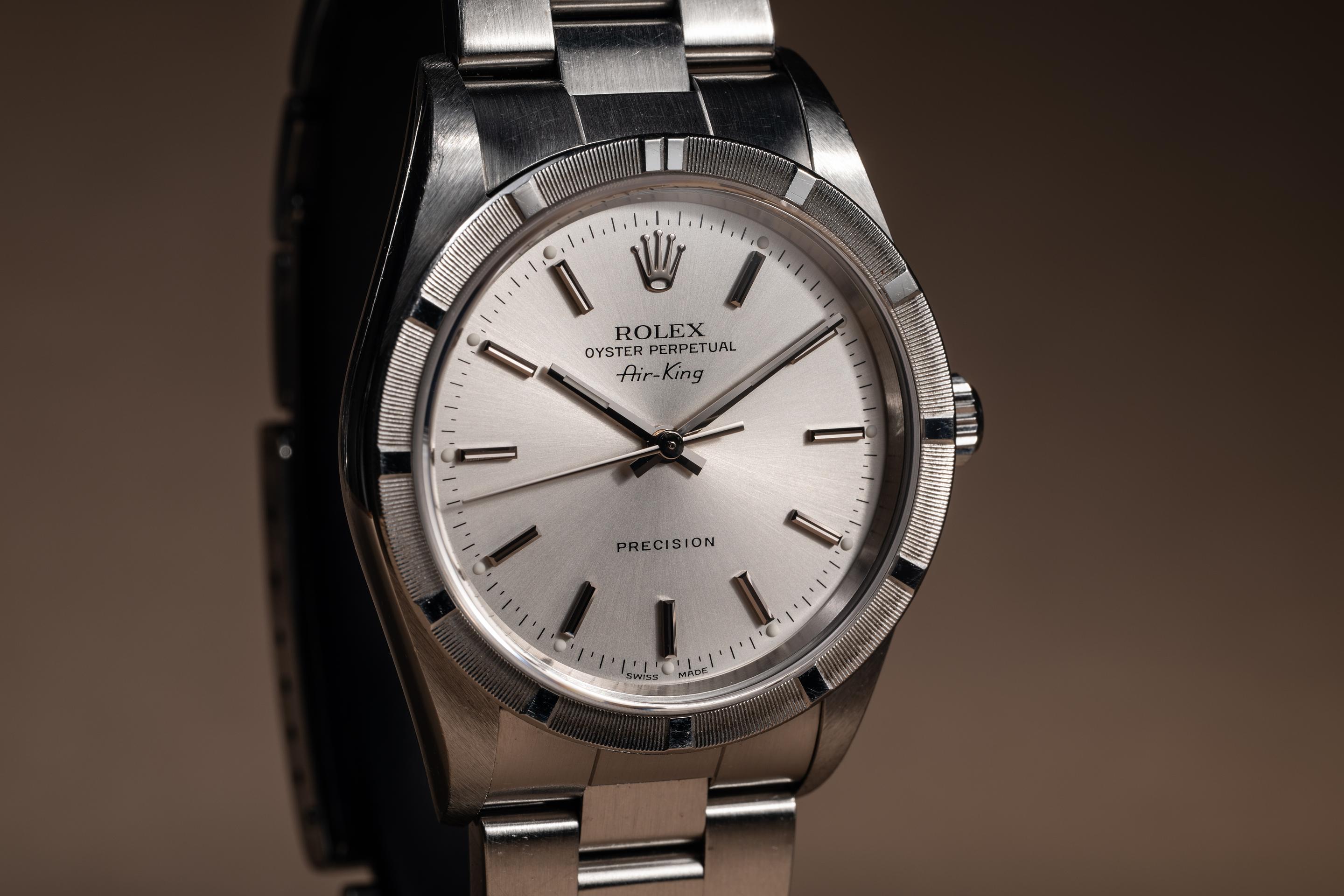 ロレックスRolexエアキング14010ss 余り駒　2001年製airking 2001 Rolex Air-King 14010 Silver Dial | Tropical Watch