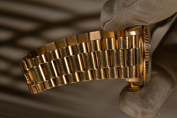 1988 Rolex 18K YG Day-Date 18038 Ruby & Diamond String Missoni