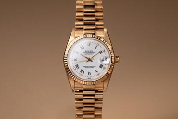 1989 18K YG Mid-Sized DateJust 68278 White Roman Diamond Dial