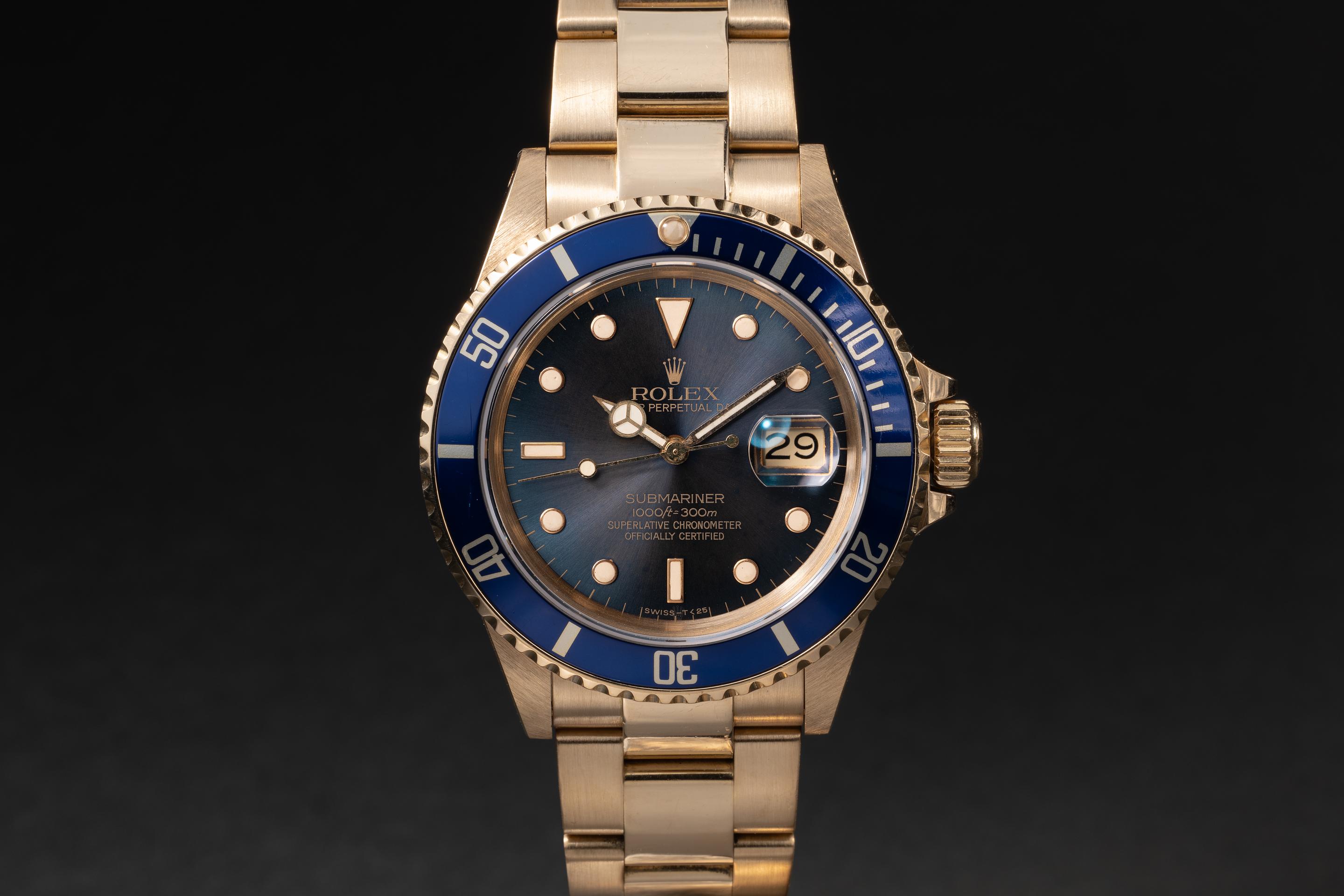 1986 Rolex 18K YG Submariner 16808 Tropical Blue Dial | Tropical Watch