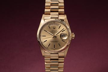 1986 Rolex 18K YG Day-Date 18038 Champagne Dial