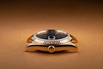 1987 Rolex 18K YG DateJust 16018 Blue Roman Numeral Tropical Dial