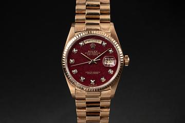 1987 Rolex 18K YG Day-Date 18038 Rubellite Diamond Dial