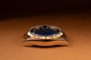 1988 Rolex 18K YG Day-Date 18078 Blue Vignette Diamond Dial
