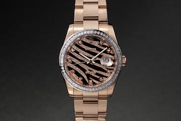 2021 Rolex 18K RG Diamond DateJust 116285BBR Zebra Dial with Box & Papers