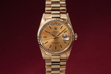 1988 Rolex 18K YG DateJust 18238 Tropical Champagne Dial