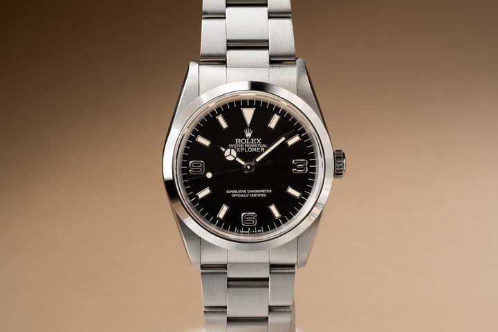 1990 Rolex Explorer 14270 Blackout 3 6 9 Dial Tropical Watch