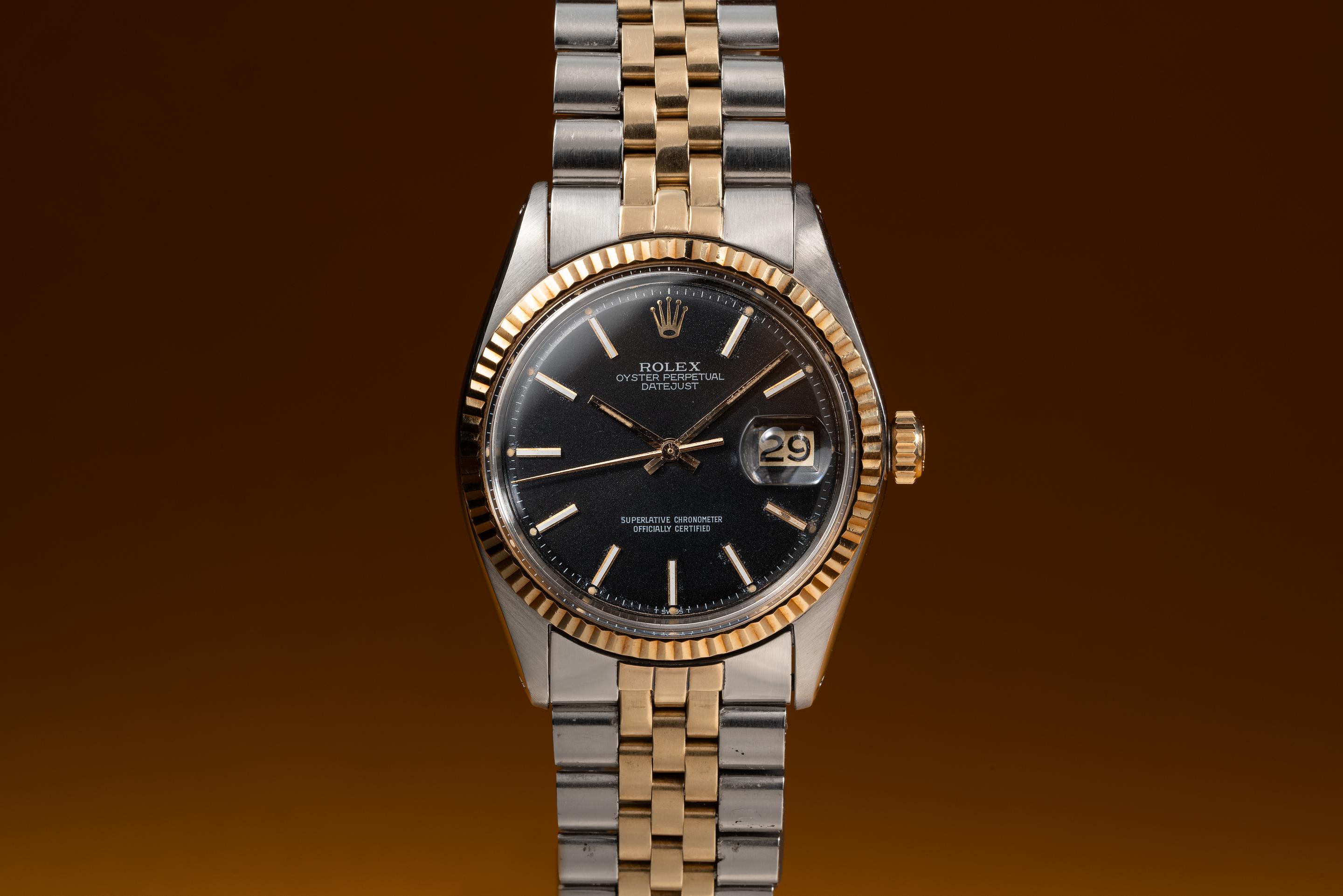 Tropical Watch 1975 Rolex Two Tone DateJust 1601 Black Dial