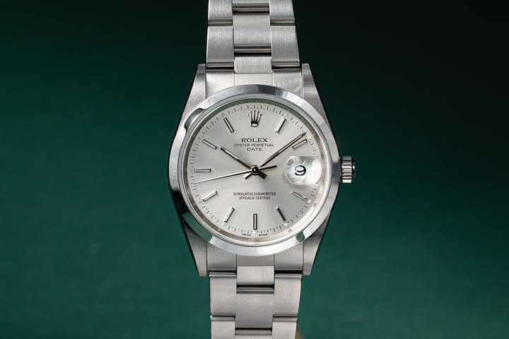 2001 Rolex Date 15200 Silver Dial | Tropical Watch