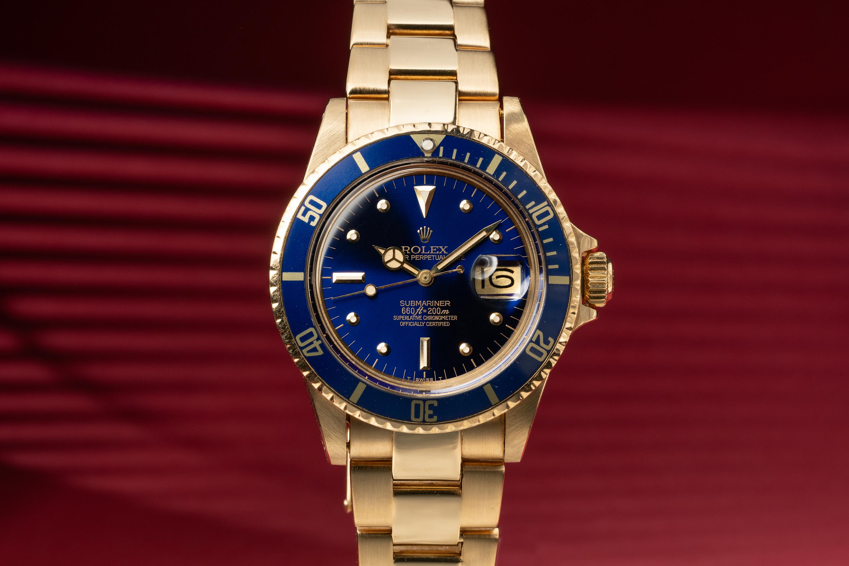 Tropical Watch 1978 Rolex 18K YG Submariner 1680 Blue Dial