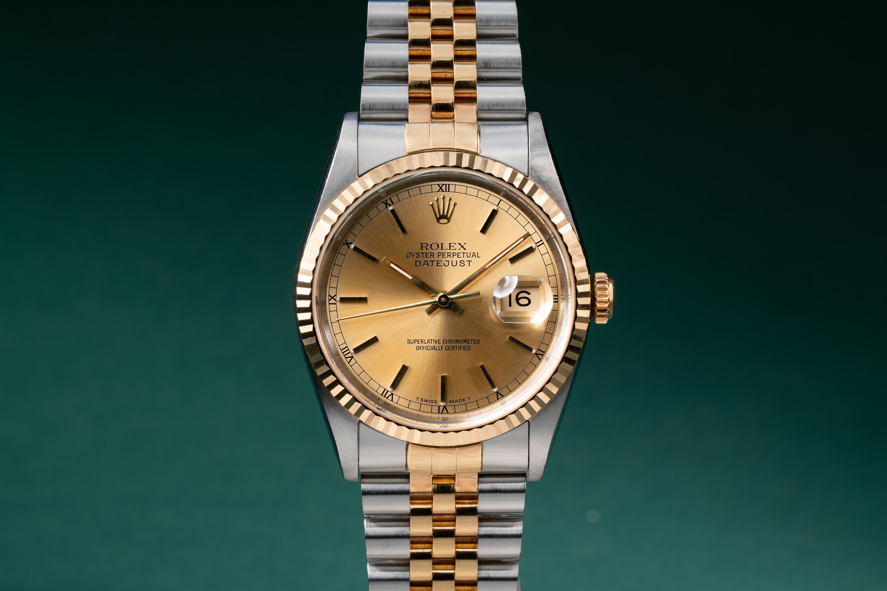 Tropical Watch 1994 Rolex Two Tone DateJust 16233 Champagne Dial