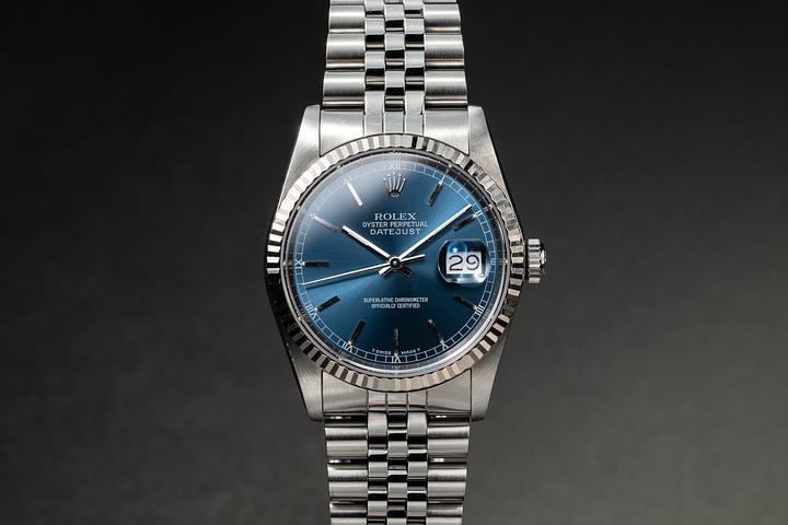 R13 ロコハッチテイモンシンス R13W3147 D897ALENNONBLUE Rolex Turn-o-Graph Steel and Gold (two tone) 16263 | Stock