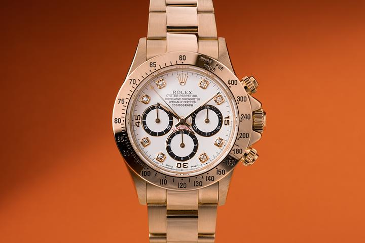 1991 Rolex 18K YG Daytona 16528 White Inverted 6 Diamond Dial ...
