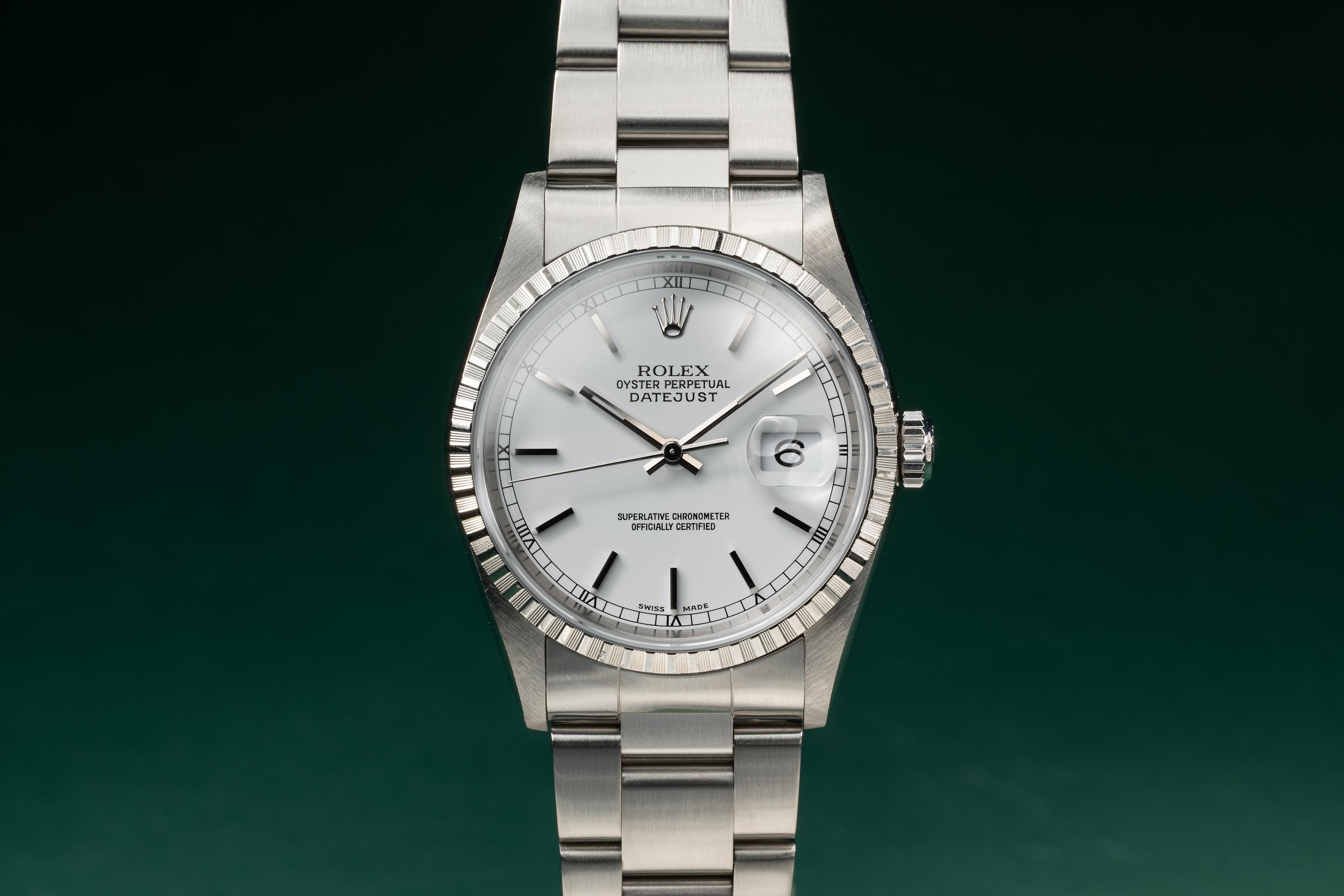 2000 Rolex DateJust 16220 White Dial Tropical Watch