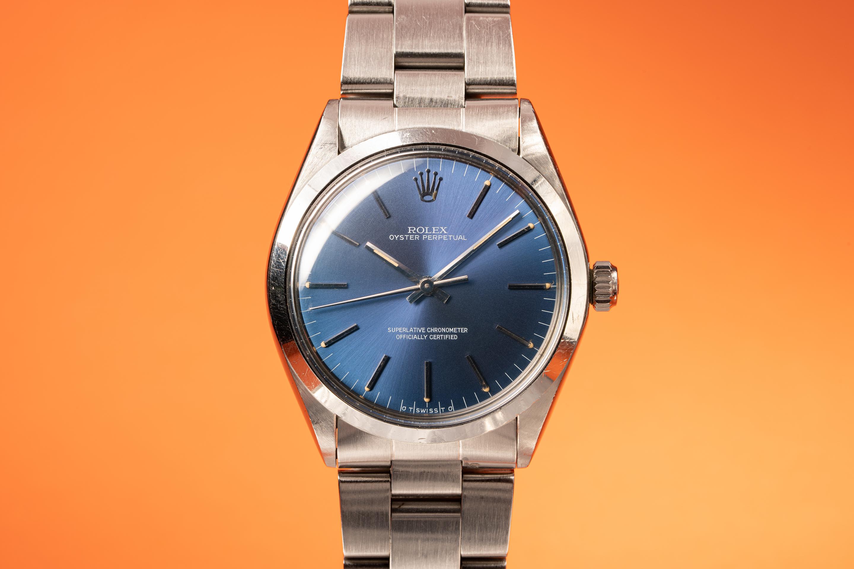 Tropical Watch 1975 Rolex Oyster Perpetual 1002 with Blue Sigma Dial